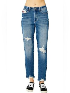 Judy Blue Queen of Hearts Coin Pocket High Waist Boyfriend Jeans Size 3/26 NWT